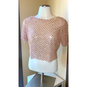 Rose Gold Rhinestone Beaded Top